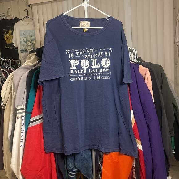 Polo Ralph Lauren T-shirt "1967 Tough & Sturdy" Graphic Tee Navy Blue - Picture 1 of 4